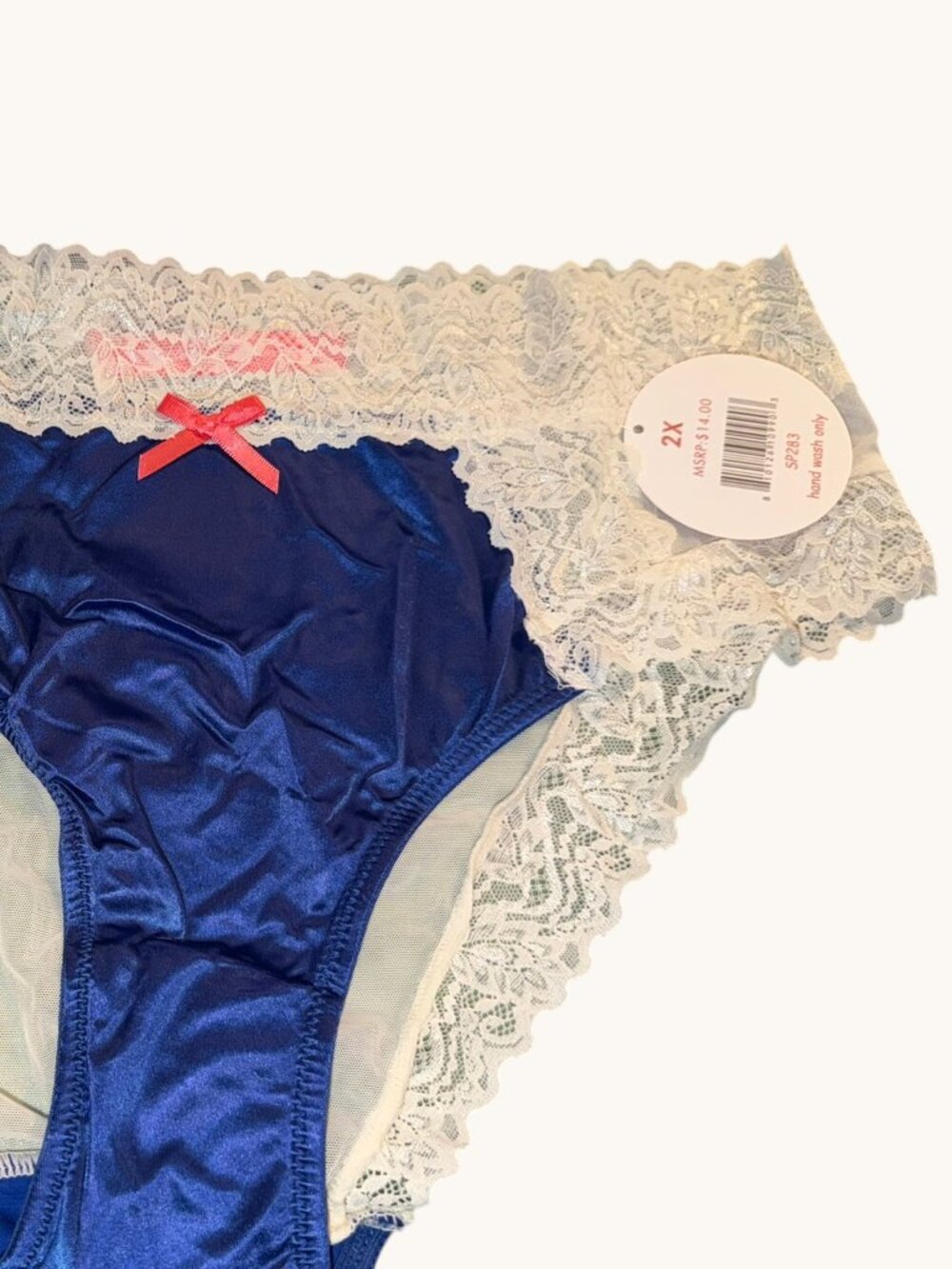 NWT Splendies Royal Blue & Ivory Lacey Panty Size 2X